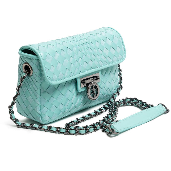 Chicca Women's Intreccio Optical Leather Bag in Nappa and Suede Twinkletif