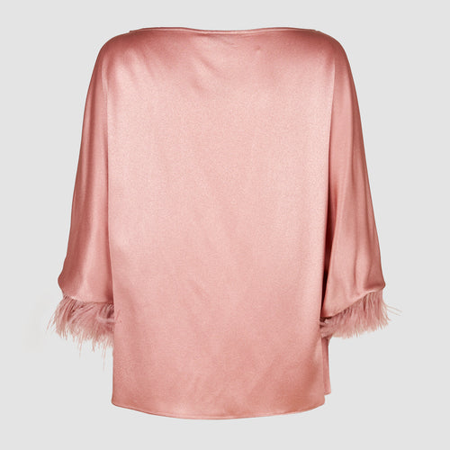 Tops Cassandra Long Sleeve with Feathers in Rosa
