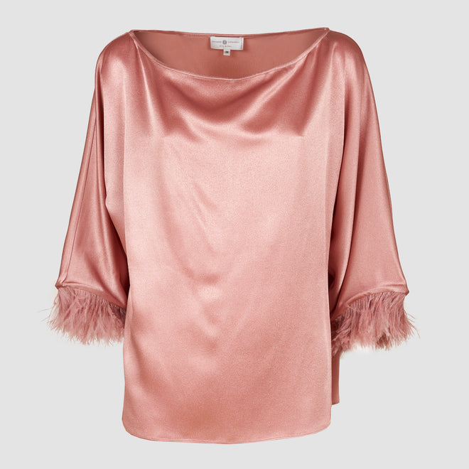 Tops Cassandra Long Sleeve with Feathers in Rosa