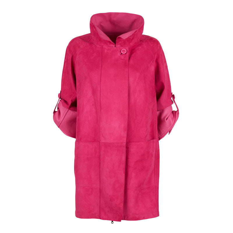 ALBA Reversible Leather Jacket in Fucsia