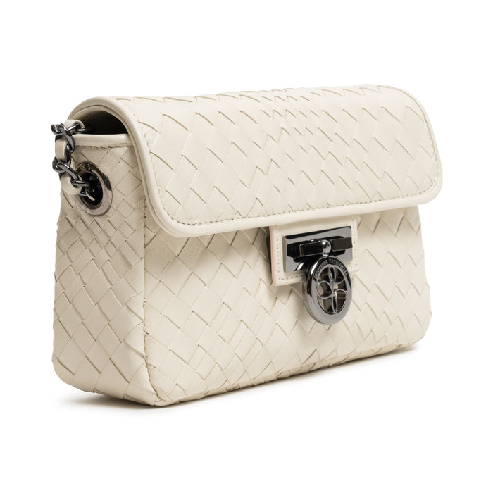 Chicca Women's Intreccio Optical Leather Bag in Nappa Avorio