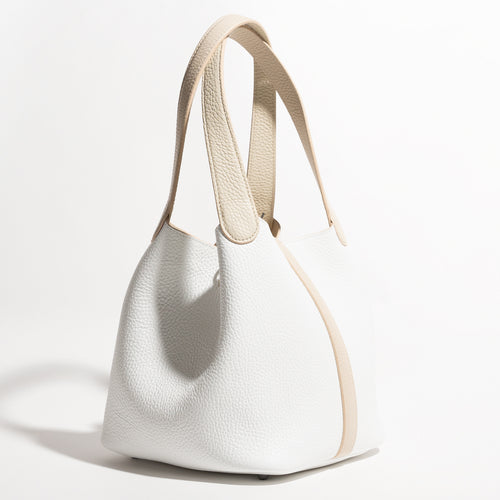 Women's Reversible Balloon Leather Bag in White