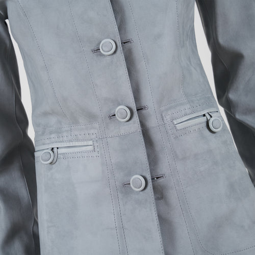 Pieno Fiore Leather Jacket in Pearl Grey