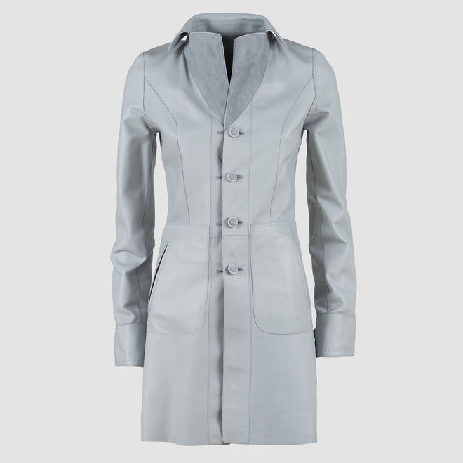 Pieno Fiore Leather Jacket in Pearl Grey