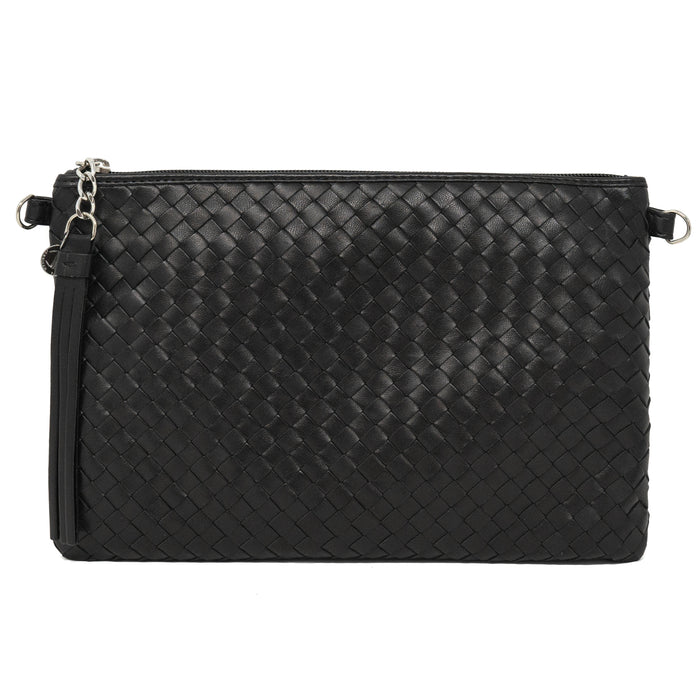 Women Intrecciato Nappa Leather Pouch in Nero