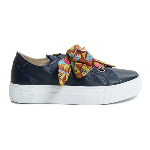 Women's Bow Lace Sneakers in Navy