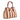 Stripes Canvas and Deer Leather Medium Shopping Bag in Cuoio