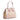 Stripes Canvas and Leather Medium Shopping Bag in Pearlized Pink