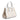 Stripes Mini Shopping Bag in Ivory and Softy Perlato White Leather