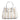 Stripes Mini Shopping Bag in Ivory and Softy Perlato White Leather