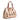 Stripes Canvas and Leather Medium Shopping Bag in Laminated Rose Gold