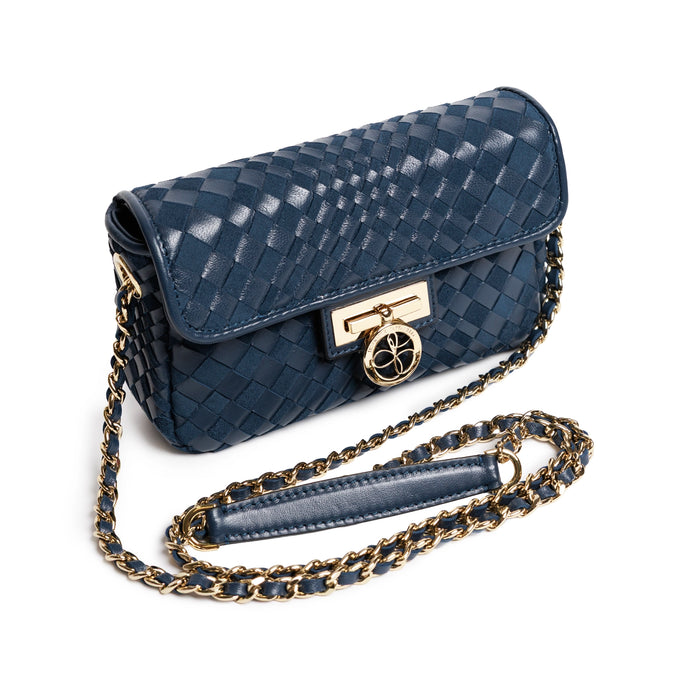 Chicca Women's Intreccio Optical Leather Bag in Nappa and Suede Carta da Zucchero