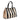 Stripes Canvas and Leather Large Shopping Bag in Nappa Black