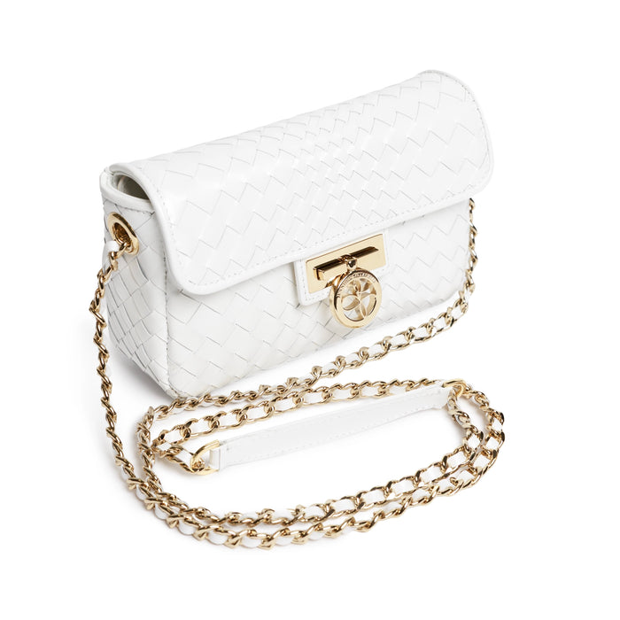 Chicca Women's Intrecciato Optical Softy Leather Bag in White