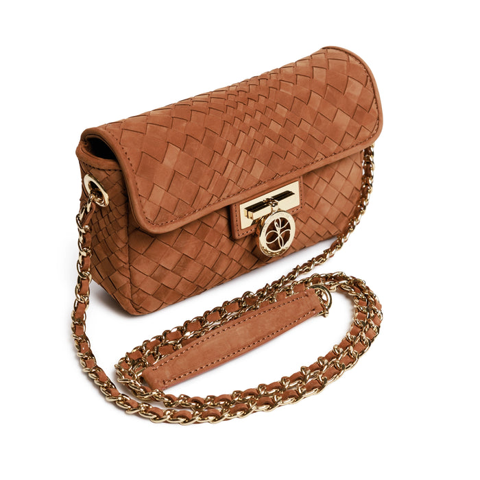 Chicca Women's Intrecciato Optical Leather Bag in Nabuk Bruciato
