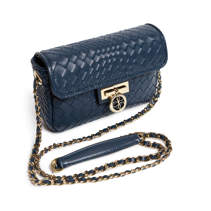 Chicca Women's Intreccio Optical Leather Bag in Nappa Carta da Zucchero