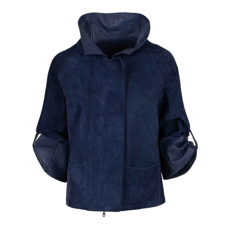 Reversible Pieno Fiore Leather Jacket in Carta da Zucchero
