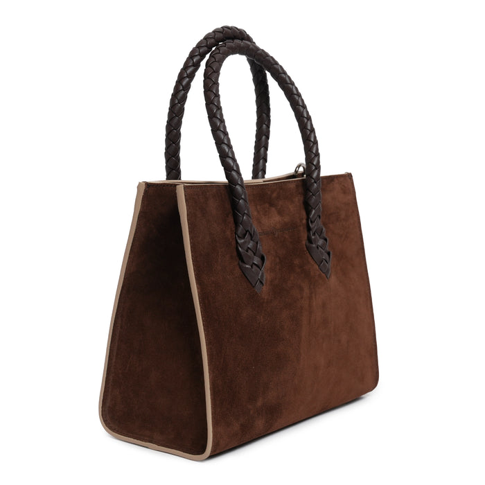 Twist Medium Leather Suede Tote in Mustang Brown