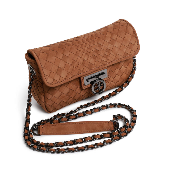 Chicca Women's Intrecciato Optical Leather Bag in Nabuk Bruciato