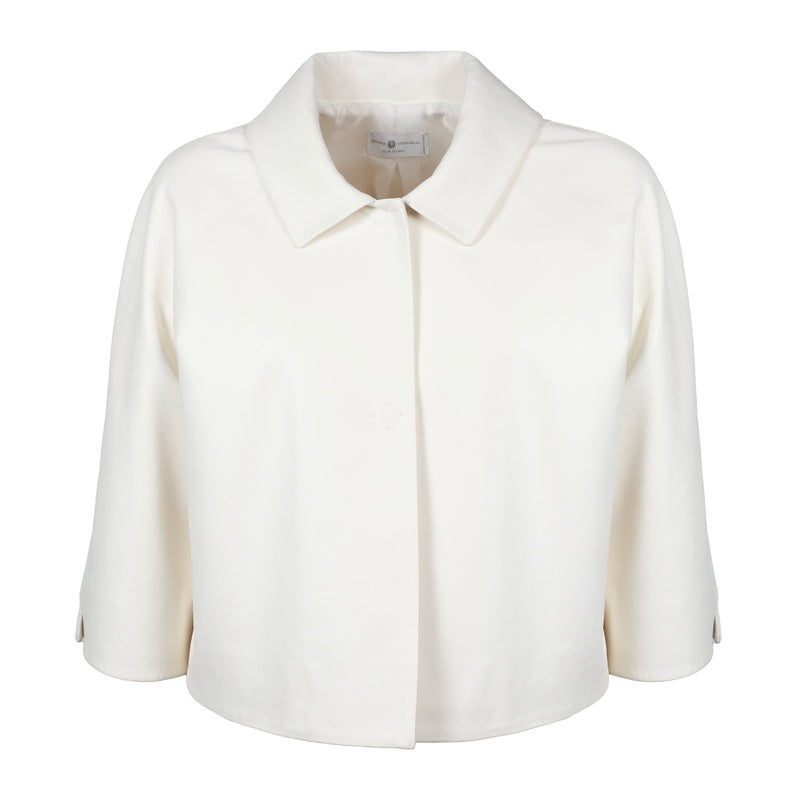 Women Cropped Nappa Leather Jacket in Avorio