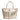Sophia Intrecciato Optical Zippered Shopping Bag in Nappa Ivory and Platinum