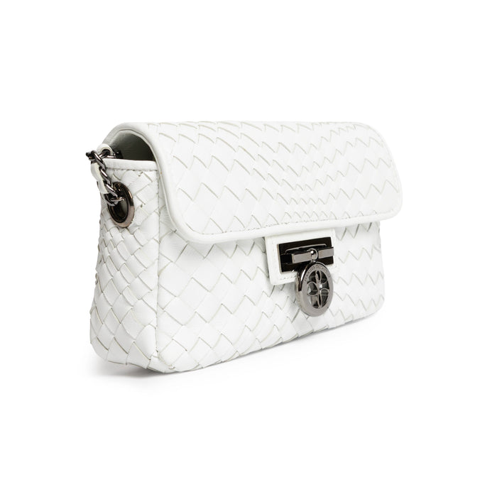 Chicca Women's Intrecciato Optical Nappa Leather Bag in White