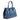 Stripes Large Leather Shopping Bag in Softy and Suede Baltico Blue
