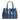 Stripes Large Leather Shopping Bag in Softy and Suede Baltico Blue
