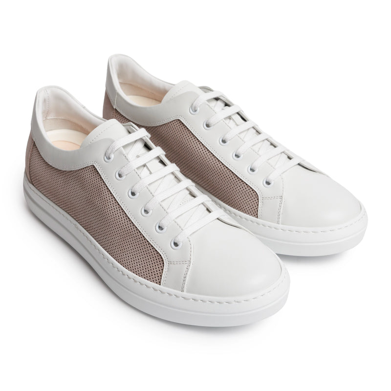 Men Nappa and Lasered Nabuk Sneakers in Sand