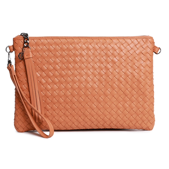Women Intrecciato Nappa Leather Pouch in Bruciato Tan