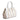 Stripes Large Shopping Bag in Ivory and White Softy Pearlized Leather