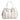 Stripes Large Shopping Bag in Ivory and White Softy Pearlized Leather