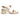 Women’s Leather Block-Heel Sandals with Bamboo in Laminated Beige