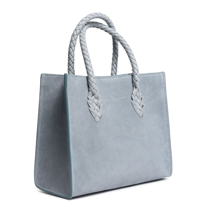 Twist Medium Leather Suede Tote in Aria