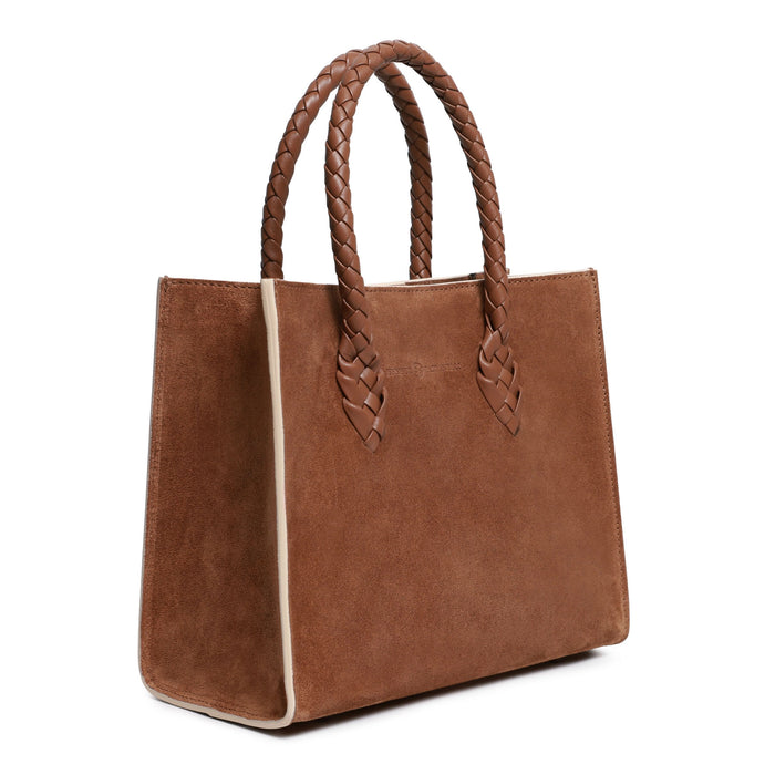 Twist Medium Leather Suede Tote in Bruciato