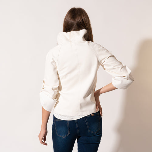 Reversible Pieno Fiore Leather Jacket in Bianco Ottico