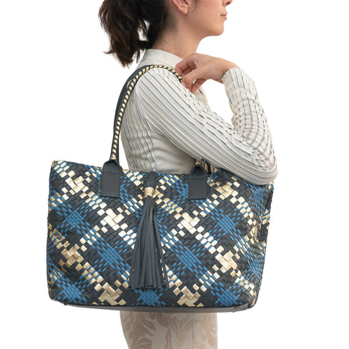 Sophia Maxi Intrecciato Zippered Shopping Bag in Beige - Jennifer Tattanelli