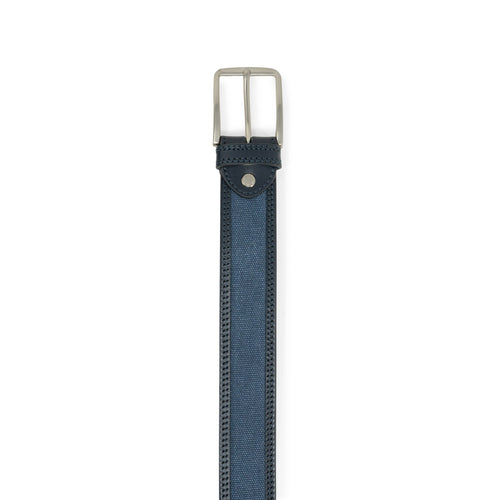 Leather and Fabric Belt in Blue - Jennifer Tattanelli