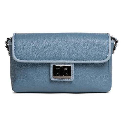 Chicca Leather Clutch in Cervo Blue fairy