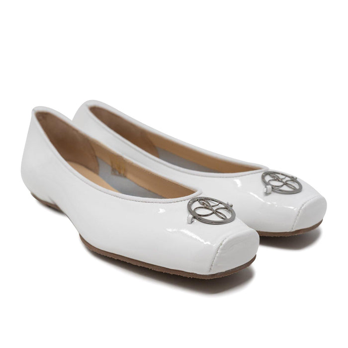 Women Ballerina Shoes with hidden heel in Patent White