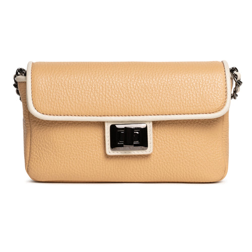 Chicca Leather Clutch in Cervo Champagne