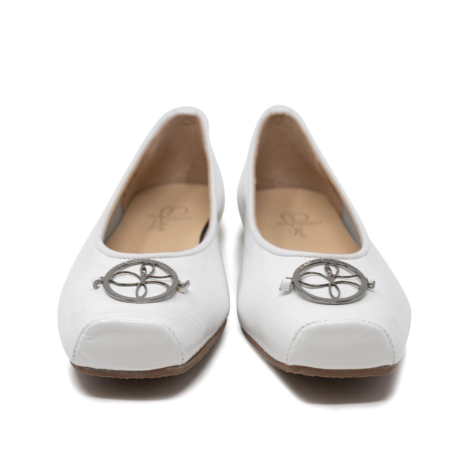 Women Ballerina Shoes with hidden heel in Patent White – Jennifer ...