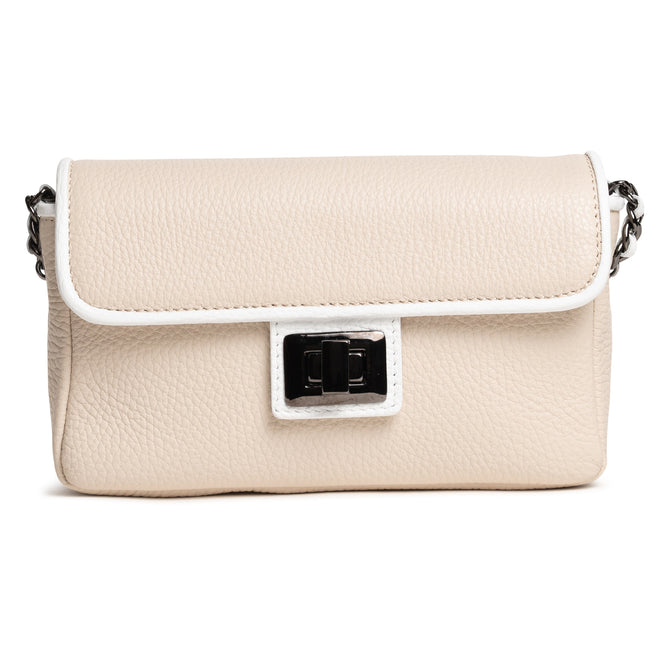 Chicca Leather Clutch in Cervo Ivory