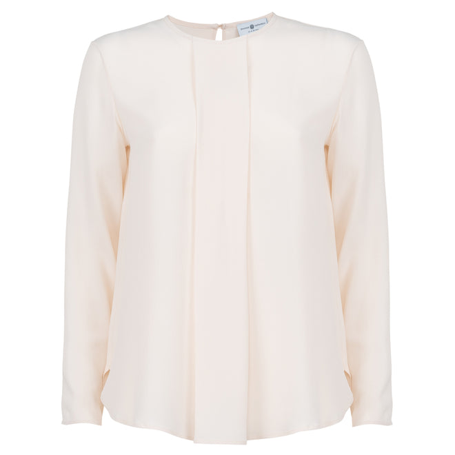 Long Sleeve Blouse with Frontal Box Pleat