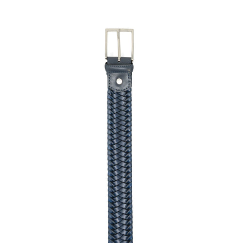 Unisex Leather Woven Belt in Blue - Jennifer Tattanelli