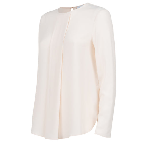 Spumante Long Sleeve Silk Blouse with Round Neck