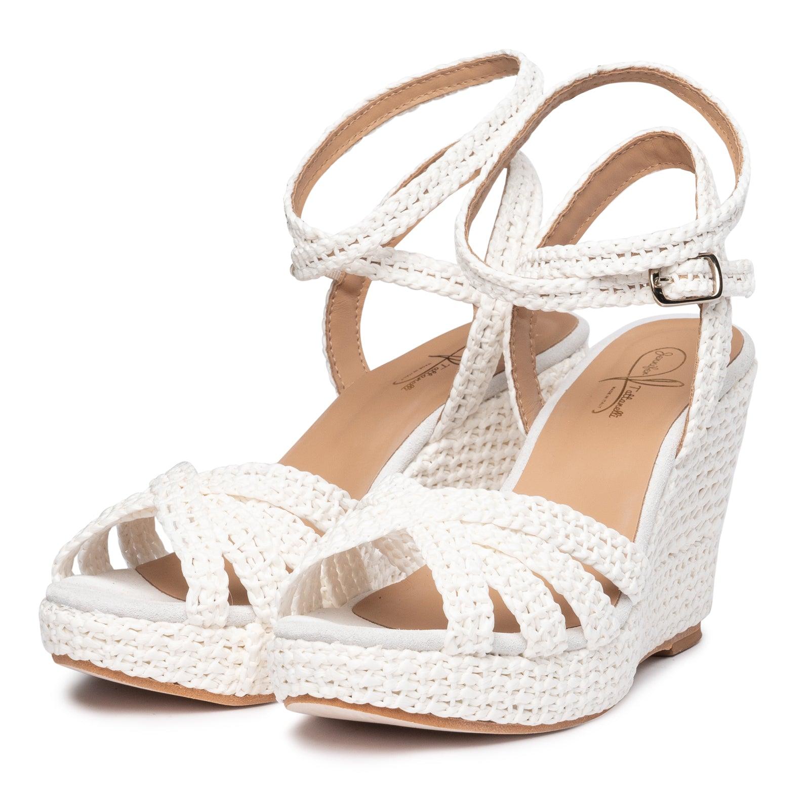 Women's Platform Wedge Sandals in White – Jennifer Tattanelli