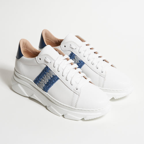 Women's High Sole Nappa Leather Sneakers in Iride