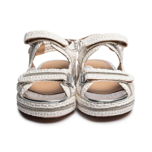 Women's Rete Platform Sandals with Straps in White - Jennifer Tattanelli