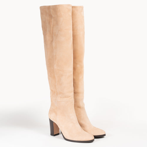 Women's Nude Suede Tall Boots